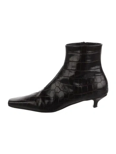 Pre-owned Totême Embossed Leather Boots In Black