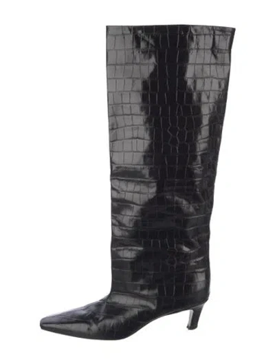 Pre-owned Totême Embossed Leather Boots In Black