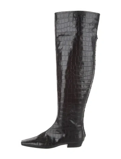 Pre-owned Totême Embossed Leather Boots In Black