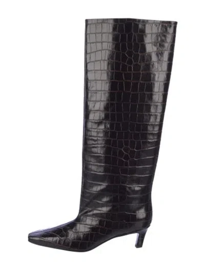 Pre-owned Totême Embossed Leather Boots In Blue