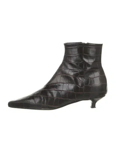 Pre-owned Totême Embossed Leather Boots In Brown