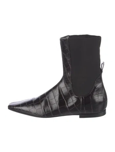 Pre-owned Totême Embossed Leather Chelsea Boots In Brown