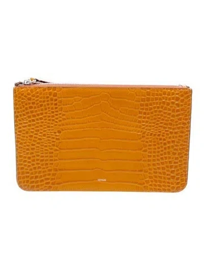 Pre-owned Totême Embossed Leather Clutch W/ Tags In Neutral