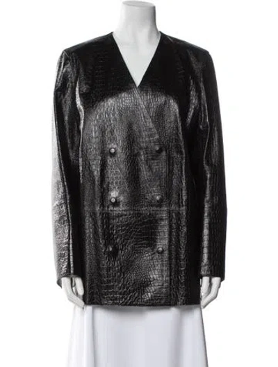 Pre-owned Totême Embossed Leather Evening Jacket In Black