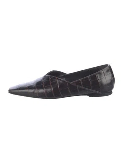 Pre-owned Totême Embossed Leather Flats In Black