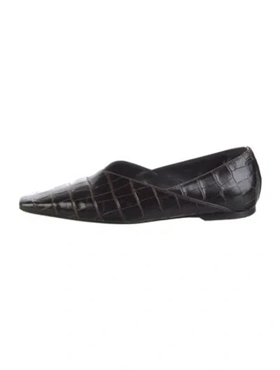Pre-owned Totême Embossed Leather Flats In Black