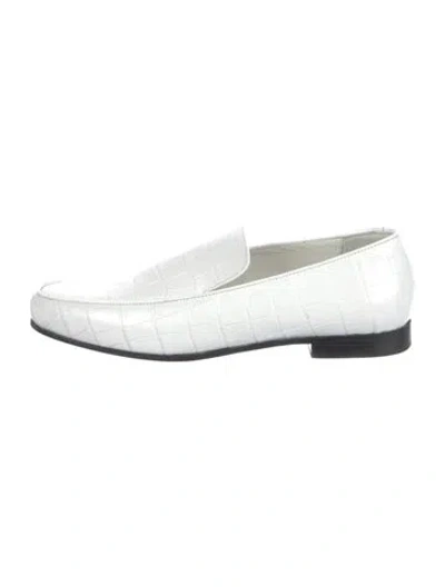 Pre-owned Totême Embossed Leather Loafers In White