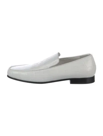 Pre-owned Totême Embossed Leather Loafers In White