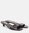 Totême Toteme Slim Kitten Heel Lizard Embossed Slide Sandal In Brown