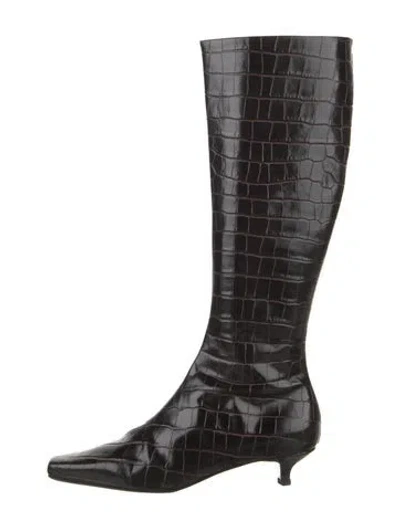 Pre-owned Totême Embossed Leather Patterned Boots In Brown
