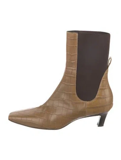 Pre-owned Totême Embossed Leather Printed Chelsea Boots In Brown