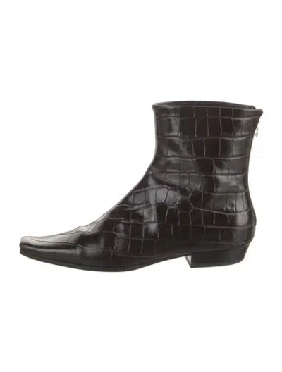 Pre-owned Totême Embossed Leather Rain Boots In Black