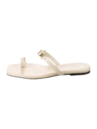 Pre-owned Totême Embossed Leather Slides In Neutral
