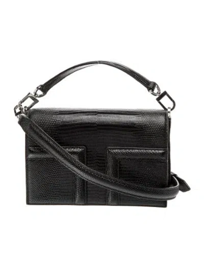 Pre-owned Totême Embossed Leather T-flap Naplak Mini In Black