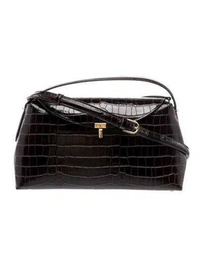 Pre-owned Totême Embossed Leather T-lock In Brown