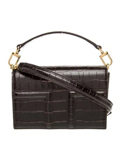 Pre-owned Totême Embossed Leather Toteme T-flap Mini In Brown