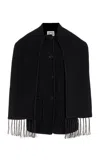 Totême Womens Scarf-overlay Contrast-trim Relaxed-fit Wool-blend Jacket Black In Black