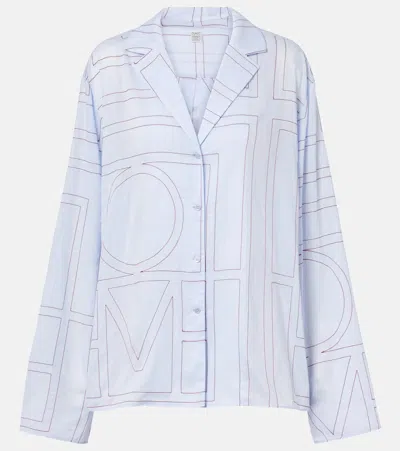 Totême Embroidered Cotton-blend Poplin Pajama Shirt In Blue