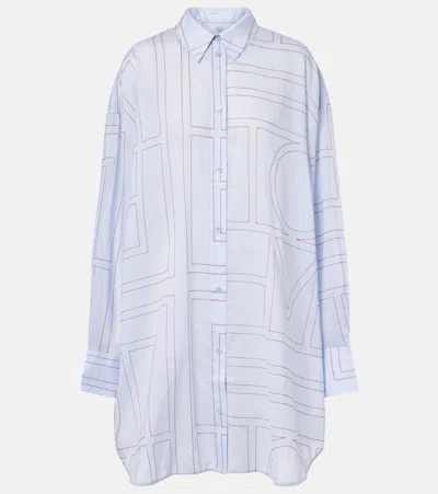 Totême Embroidered Lyocell And Cotton-blend Shirt In Blue