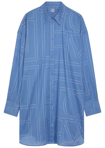 Totême Toteme Embroidered Cotton-blend Shirt In Blue