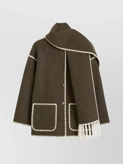 TOTÊME EMBROIDERED FRINGE DETAIL JACKET WITH PATCH POCKETS