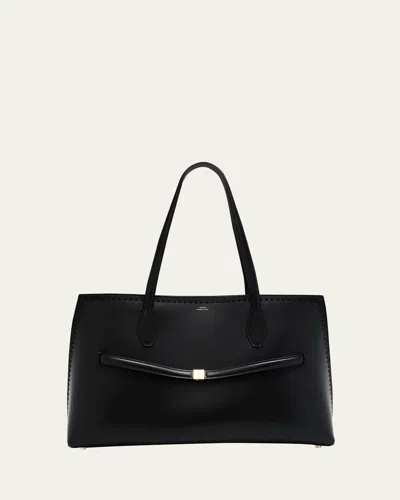 Totême Embroidered Leather Lounge Tote Bag In Black