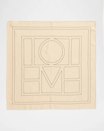 Totême Embroidered Logo Monogram Silk Scarf In Metallic