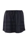 Totême Black Monogram Silk Pj Shorts In Blue