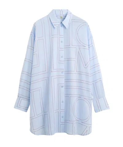 Totême Embroidered Lyocell And Cotton-blend Shirt In Blue