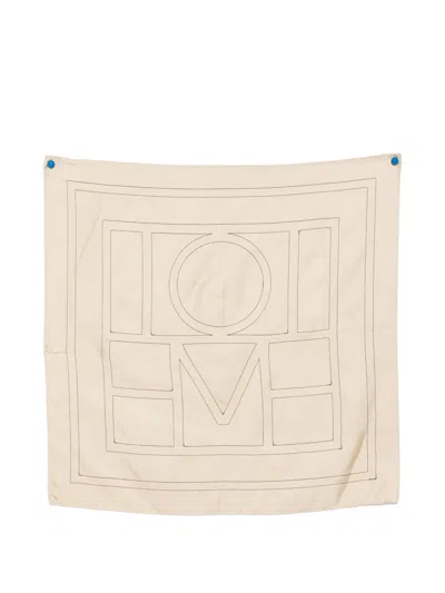 Totême Embroidered Monogram Scarf In Neutral