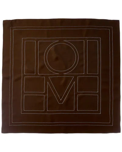 Totême Toteme Embroidered Monogram Silk Scarf In Brown