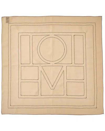 Totême Toteme Embroidered Monogram Silk Scarf In Neutral