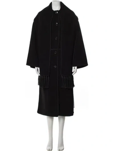 Pre-owned Totême Embroidered Scarf Coat Wool Coat In Black