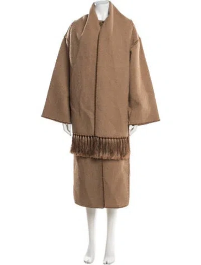 Pre-owned Totême Embroidered Scarf Coat Wool Coat In Neutrals
