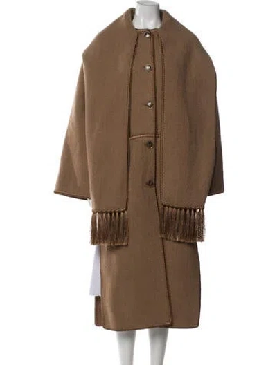 Pre-owned Totême Embroidered Scarf Coat Wool Coat W/ Tags In Brown