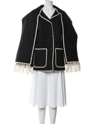 Pre-owned Totême Embroidered Scarf Jacket Wool In Black