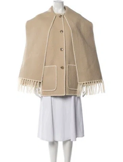 Pre-owned Totême Embroidered Scarf Jacket Wool Cape In Neutral