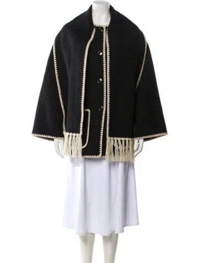 Pre-owned Totême Embroidered Scarf Jacket Wool Jacket In Black