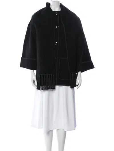 Pre-owned Totême Embroidered Scarf Jacket Wool Jacket In Black