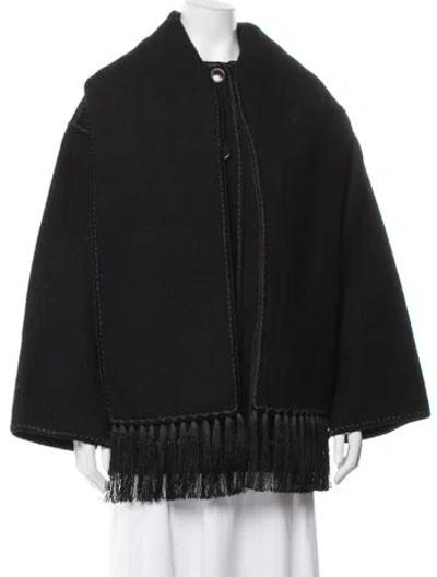 Pre-owned Totême Embroidered Scarf Jacket Wool Jacket In Black