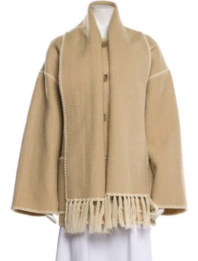 Pre-owned Totême Embroidered Scarf Jacket Wool Jacket In Neutral