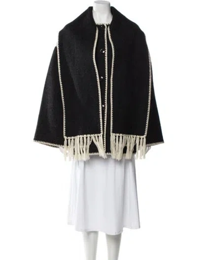 Pre-owned Totême Embroidered Scarf Jacket Wool Wool Jacket In Black