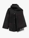 Totême Dropped-shoulder Fringed-edge Scarf Jacket In Black