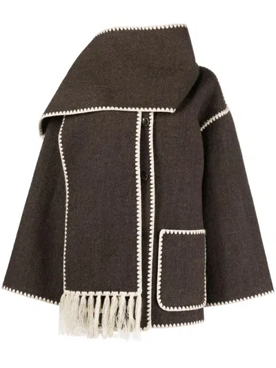 TOTÊME TOTEME EMBROIDERED SCARF WOOL JACKET