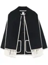 Totême Toteme Chain Stitch Wool Blend Scarf Jacket In Black