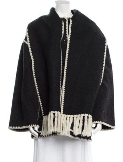 Pre-owned Totême Embroidered Scarf Wool Jacket In Black