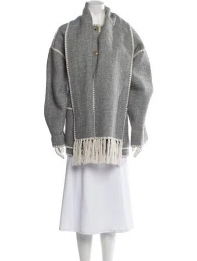 Pre-owned Totême Embroidered Scarf Wool Jacket In Gray