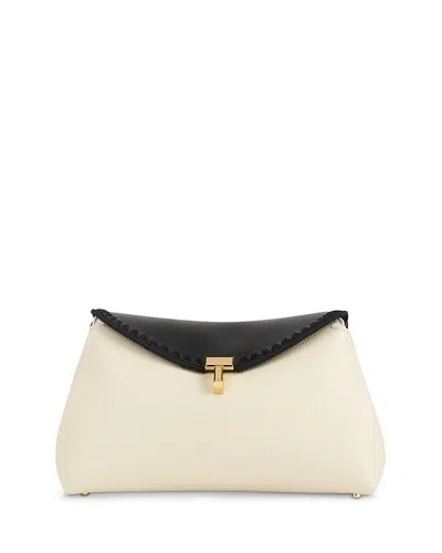 Totême Embroidered Trim Leather Clutch In Black