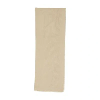 Totême Embroidered Wool Cashmere Scarf In Beige