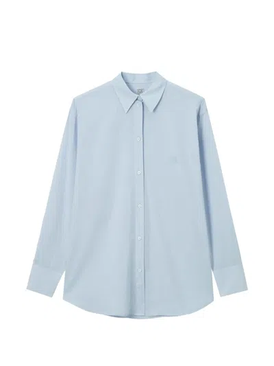 Totême Embroidered-logo Button-up Shirt In Blue